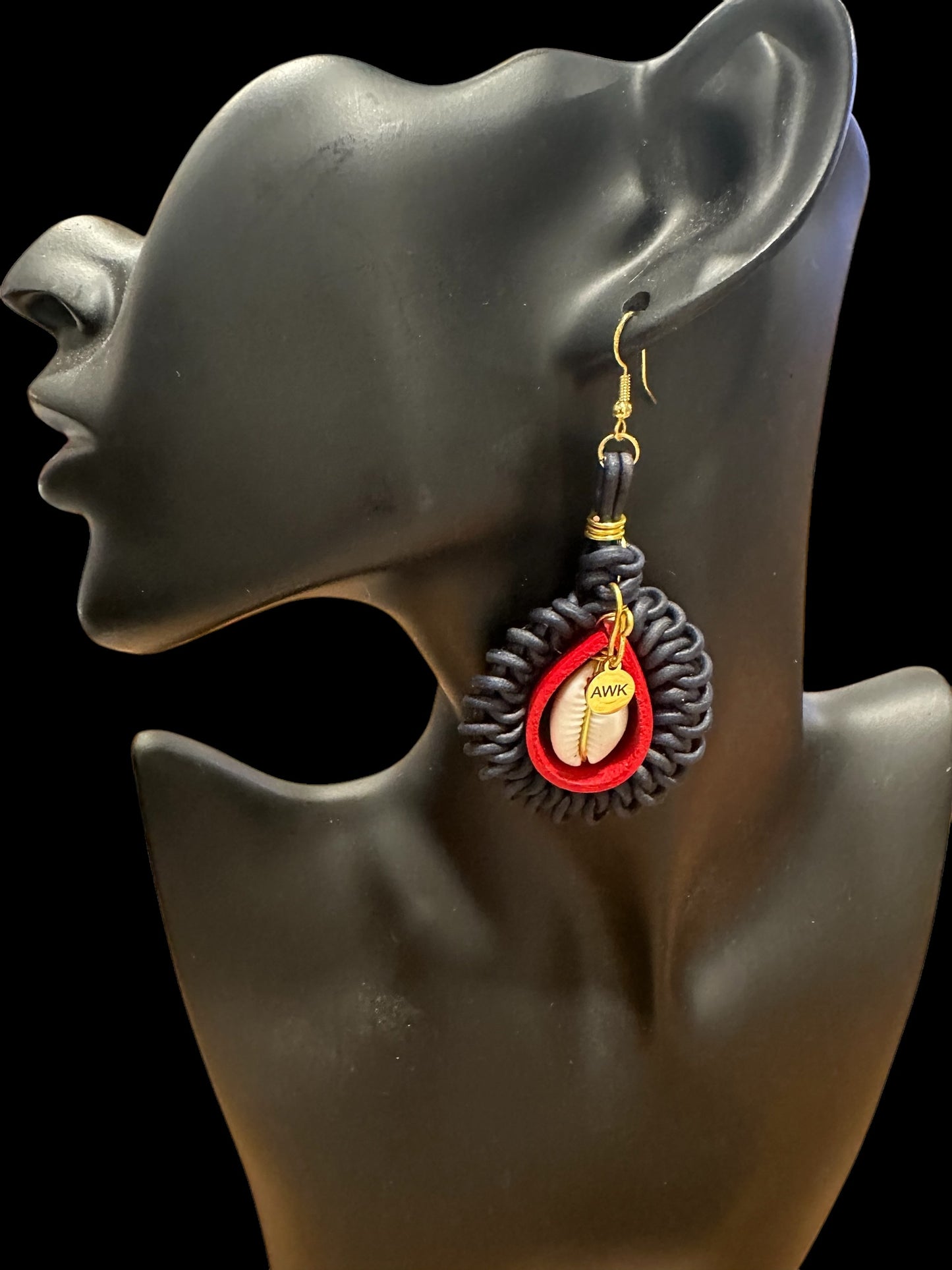 New Leather on Leather Cowrie Earrings