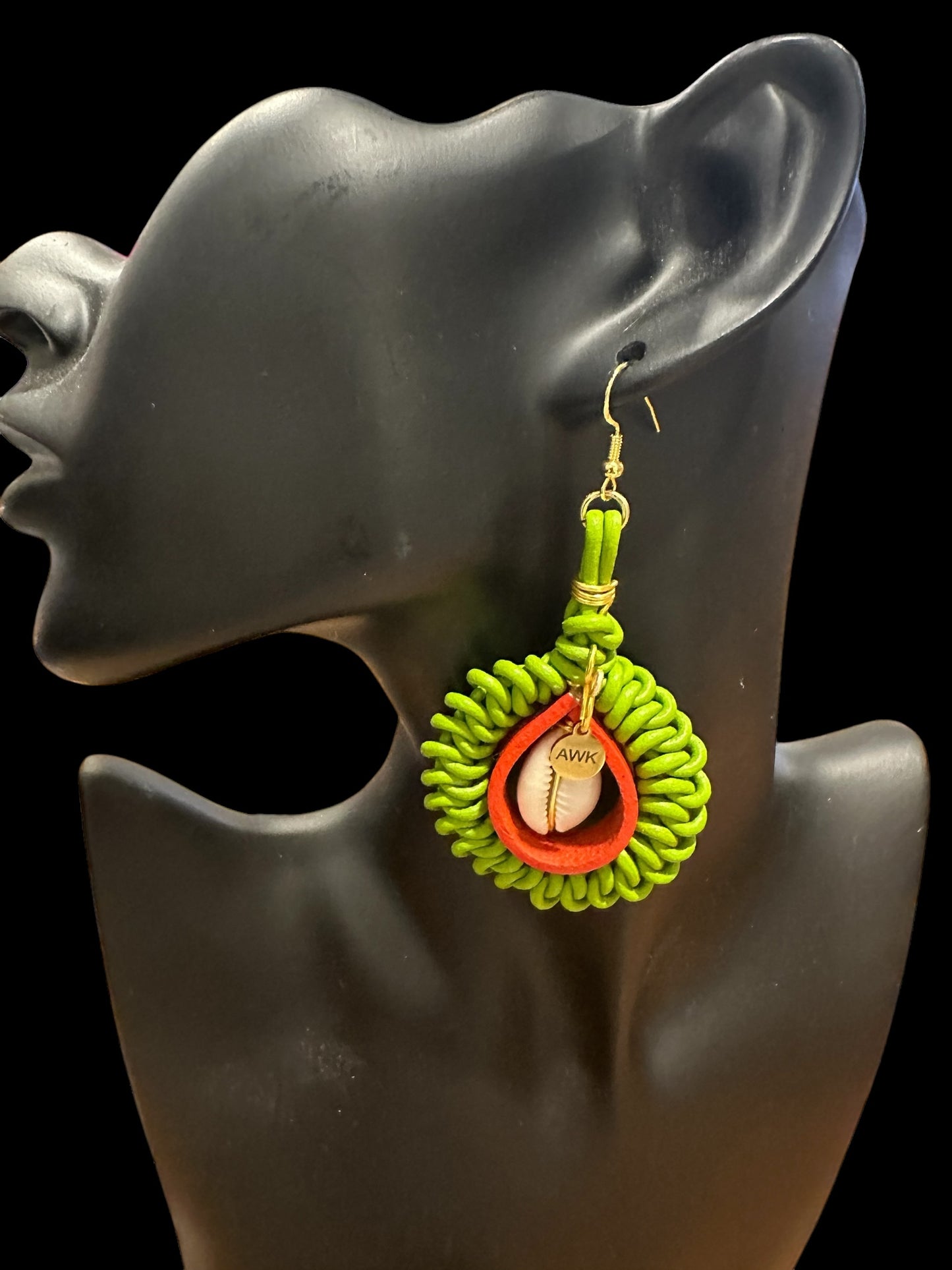 New Leather on Leather Cowrie Earrings