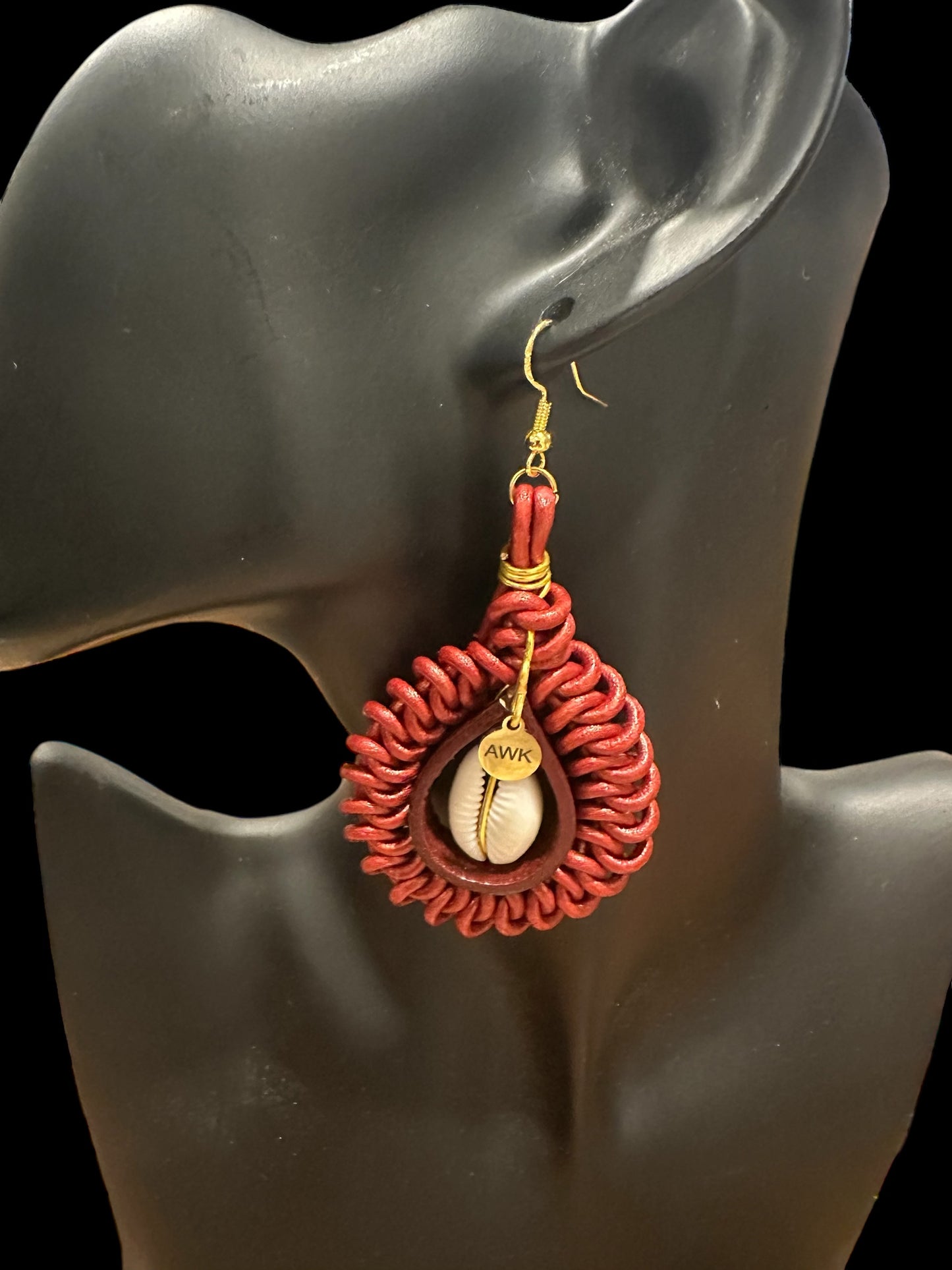 New Leather on Leather Cowrie Earrings